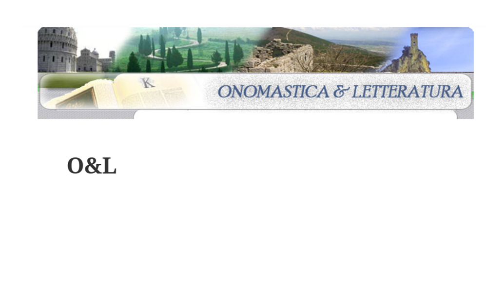 Cfp Convegno Internazionale &quot;Onomastica &amp; Letteratura&quot;